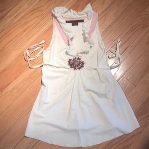 A Common Thread Beaded Vneck Tie Back Shirt S